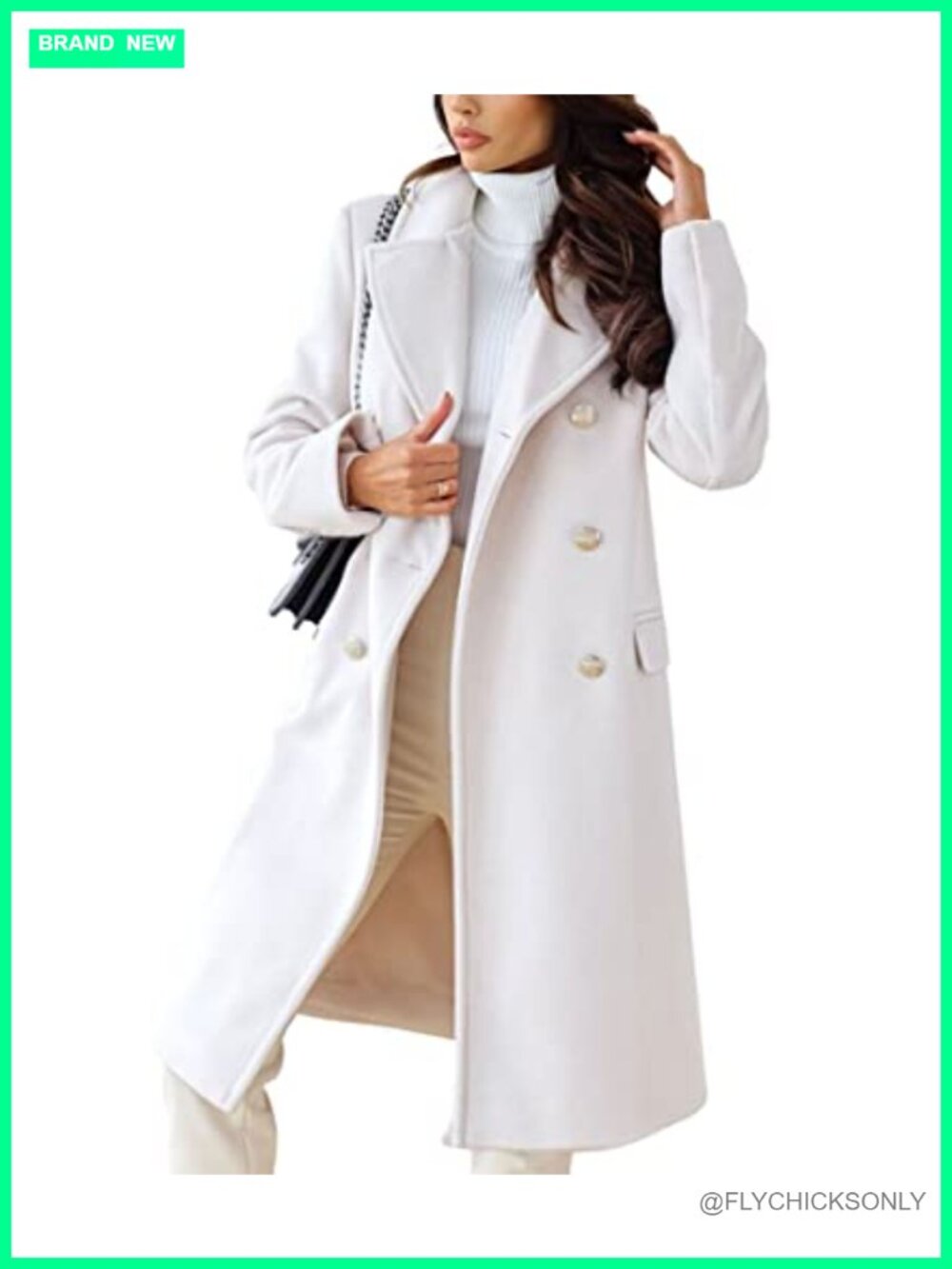Women's Long Double Breasted Wool Pea Coat Overcoat Winter Work